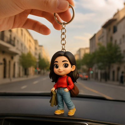 Custom Chibi figure keychain: 3D resin miniature from photo