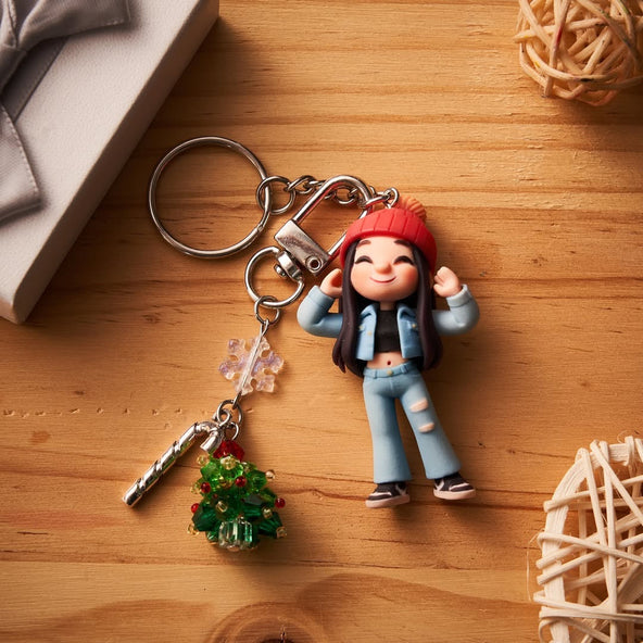 Personalized photo to figure keychain: Handcrafted Chibi style gift